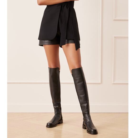 STUART WEITZMAN 5050 Leather OTK Boot Black Sz 5 - Picture 1 of 14
